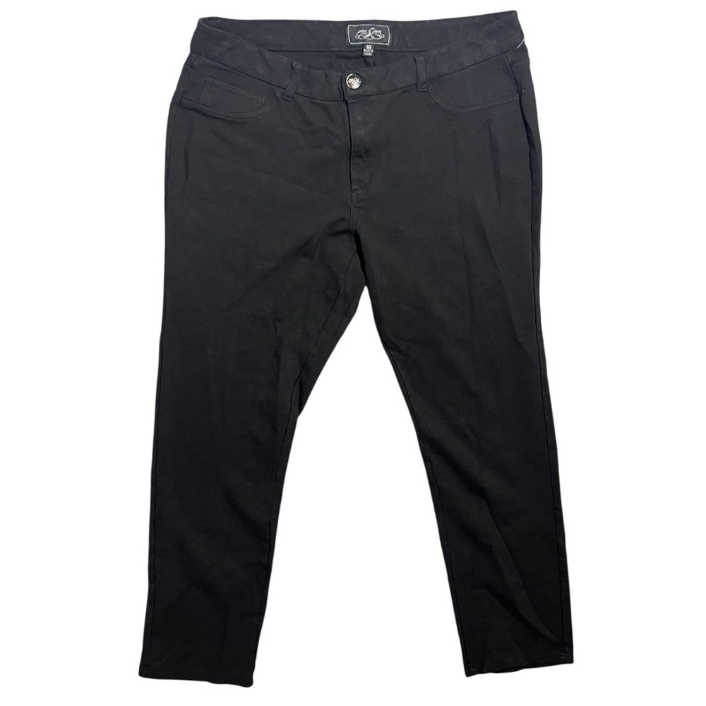 One One Women's Black Embellished Stretch Knit Pants Size 16‎ Straight Leg